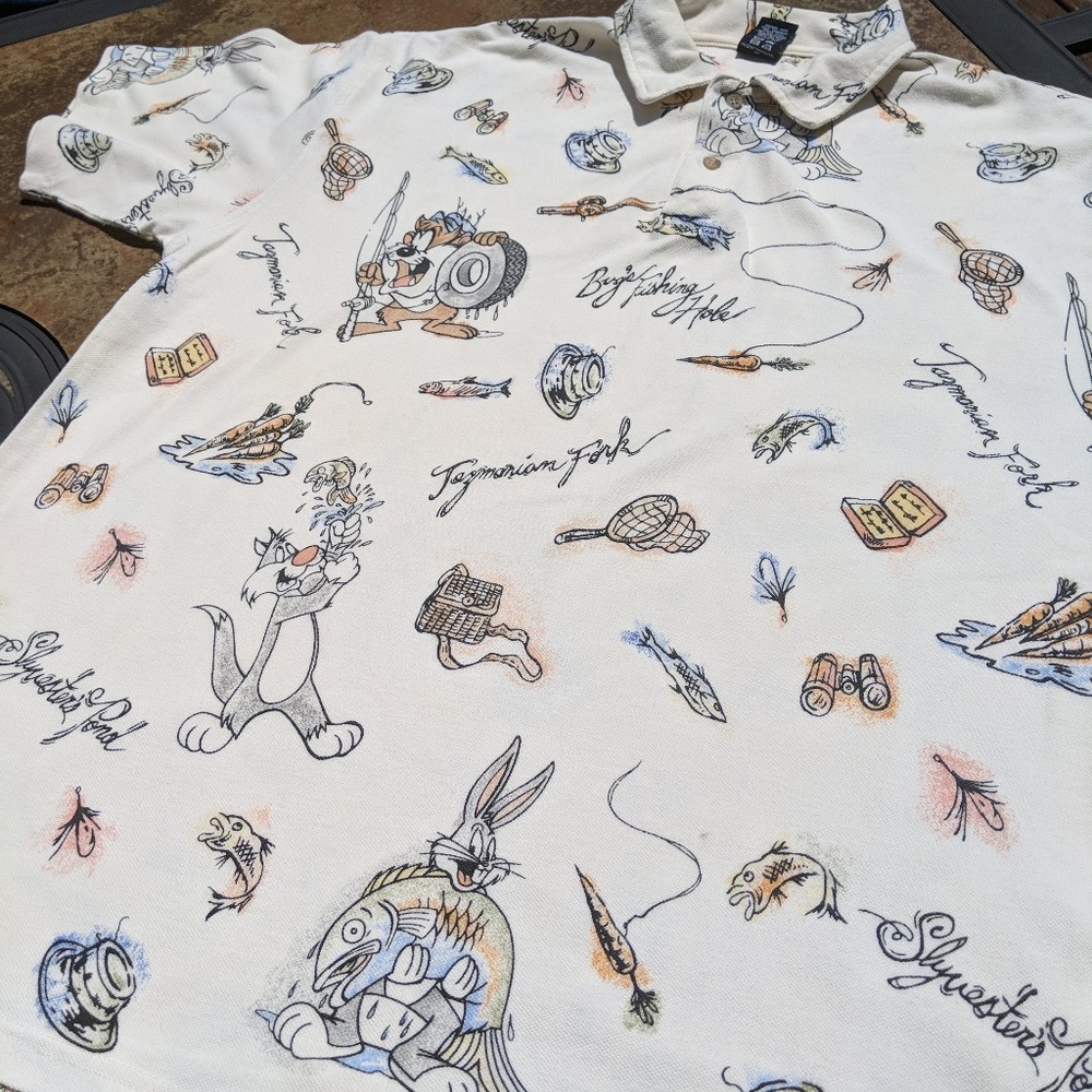 VTG Warner Brothers Bugs Bunny Polo Shirt Sz XL